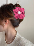 DAIIIBABYYY  -  Fabric Rose Flower Hair Claw Clips for Women Girls Hair Clip Barrette Plastic Hair Clamps Headwear Hair Accessories