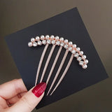 Daiiibabyyy  Luxury Pearl Hair Combs Women Elegant Zircon Hairpin Clips Crystal Bun Wedding Bridal Hairclaw Rhinestone Jewelry Accessories