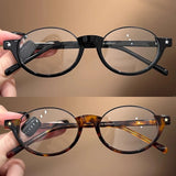 Y2K Retro Oval Half-frame Glasses for Women Leopard Ins Sweet Cool Eyewear Brand Reading Computer Anti Blue Light Eyeglasses