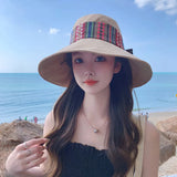 DAIIIBABYYY  -  National Style Spring and Autumn New Hat Women's Travel Folding Fisherman's Hat Sun Protection Sunshade Hat Large Brim Sun Hat