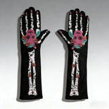 Daiiibabyyy  Ghost Face 3D Skeleton Design Halloween Gloves Convex Long Skeleton Gloves Unisex Design Ghost Festival Gloves Festival Costume