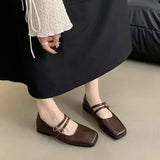 DAIIIBABYYY  -  Autumn Women Flat Shoes Fashion Sliver Square Toe Shallow Ladies Elegant Mary Jane Ladies Shoes Flat Heel Outdoor Laofer