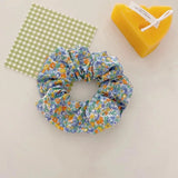 DAIIIBABYYY  -  2024 Girls Floral New Double Strand High Elastic Hair Bands Korean Purple Plaid Scrunchies Hair Ropes Flower Ponytail Holder