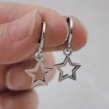 Daiiibabyyy  Silver Color Ball Star Pendant Ear Loops Water Rhinestone Exquisite Creative Design Fashion Earrings Women's Daily Jewelry
