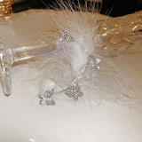 Daiiibabyyy Minar Creative Single Piece Pluffy Feather Rhinestones Faux Pearl Butterfly Wings Clip Earrings for Women Silver Plated Jewelry