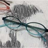 DAIIIBABYYY  -  Retro Blue Green Oval Small Frame Glasses Frame Women's Anti Blue Light Glasses New Fashion Y2K Style Eyeglasses Frame