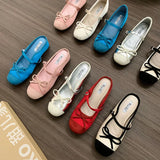 Daiiibabyyy 2024 Red Blue Pink Women Flat Slippers Fahion Slip On Ladies Elegant Flats Soft Flat Heel Dress Ballerinas Fashion Shoes Mujer