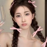 Daiiibabyyy Korea Sweet y2k Girls Ribbon Bow Hairpin Headdress Fashion Cute Candy Colored Classic Princess Side Clip Women Hair Accessories