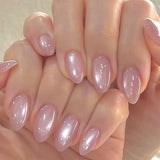 Daiiibabyyy  24Pcs French White Gradient Almond Press on Nails Flower Pattern False Nails with 3D Rhinestone Design Fake Nail Art
