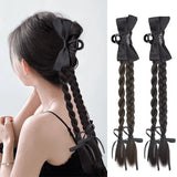 Daiiibabyyy  Synthetic Claw Clip Ponytail Braid With Butterfly Grip 18Inch Brown Black Twisted Braid Ponytail Claw Curly Hair Extension