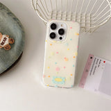 Daiiibabyyy  Large hole IND color niche polka dot phone case with candle rotating bracket for iPhone 11 12 13 14 15 16 Pro Max
