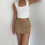 DAIIIBABYYY  -  Sexy Split Women Black Shorts Skirt Korean Mid Waist V Neck Slim Ladies Mini Skirts Y2K Fashion Streetwear Casual A Line Skirts