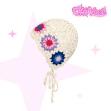 DAIIIBABYYY  -  Bohemian Mori Women's Hats Ins Korean Version Spring and Summer Vacation Bucket Hat Handmade Flower Fresh Crochet Beanies