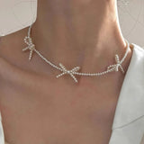 Daiiibabyyy  Korean White Imitation Pearl Bow Dangle Earrings for Women Elegant Handmade Woven Beaded Earrings Wedding Y2K Jewelry