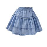DAIIIBABYYY  -  Sweet Girl Mushroom Edge Splicing Color Contrasting Plaid Half Girls Summer 2025 High Waist A-line Layered Cake Skirt