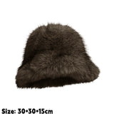 Daiiibabyyy  Winter Faux Fox Fur Bucket Hat Thickened Plus Size Fisherman Hat High Quality Cold-proof Warm Female Ear Protection Women Caps