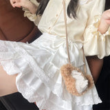 Daiiibabyyy  Japanese Style Soft Girl Kawaii Sweet Mini Ruffle Cake Skirt with Bow Solid White A Line Student Lace Kpop Casual Loose Skirts