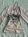 Daiiibabyyy  Pink Printed Long Sleeved T-shirt Women Spring New American Hong Kong Style Waist Cinched V-neck Y2k Top Trend