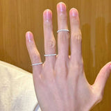 Daiiibabyyy  Y2K Colorful Full Zircon Open Ring Women Dopamine Thin Band Stackable Plain Ring Sweet Romantic Aesthetic Couple's Hand Jewelry