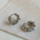 Daiiibabyyy  Luxury Top Quality Smooth Star Zircon Hoop Earrings for Women Girls Metal Chunky Sun Rhinestone Ear Buckle Punk Y2K Jewelry