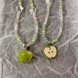 DAIIIBABYYY  -  New Cute Harajuku Cartoon Fruit Ceramic Pendant Green Charm Beads Choker Necklace Women Y2K Jewelry Aesthetic Summer Accessories