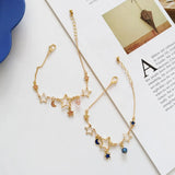DAIIIBABYYY  -  Japan Korea Moon Star Bracelet For Women Fashion Designer Pink Crystal Pearl Chain Bracelet Girls Sweet Jewelry Party Gift