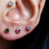 Daiiibabyyy  Mini Colorful Heart Ear Cartilage Piercing Lobe Stud Earring for Women Y2k Accessories Tragus Rook Helix Flat Ear Jewelry KAE312