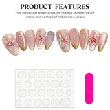Daiiibabyyy  10pcs Glossy Pink Press On Nails Handmade Flash Cat's Eye False Nails 3D Flower Golden Edge Designs Fake Nail Tips For Women