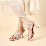 Daiiibabyyy  New Buckle Strap Women's Sandals Fashion Butterfly-knot Office and Career Brand Open Toe Summer Best Seller Heeled Sandals