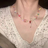 DAIIIBABYYY  -  Harajuku Acrylic Beaded Colorful Bow Pendant Necklace for Women's Party Wedding Aesthetic Jewelry Y2K