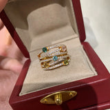 Daiiibabyyy  Fashion Exquisite Rainbow Colorful Zircon Necklaces Bracelets Gold Color Multi-layer Rings Jewelry Sets For Women