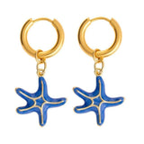 Daiiibabyyy  Personality Jewelry Accessories Enamel Fish Earrings Lip Alloy Charms Ear Buckle Dripping Oil Starfish Hoop Earrings Girls
