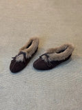 Daiiibabyyy  Retro Brown Satin Low Heel Pumps Women Fashion Bow Decorate Flat Loafers Autumn Winter Warm Fluffy Cotton Shoes Zapatos De Mujer