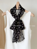 Daiiibabyyy  French Scarf Blogger Polka Dot Leopard Print High-end Scarf Women's Neck Protection Fashionable Long Neck Scarf
