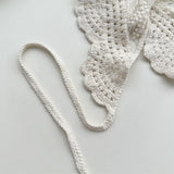 Daiiibabyyy  Korean Sweet Handmade Knitted Crochet Hollow Triangle Scarf Solid Color Hair Tie Scarf Hijabs