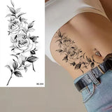 DAIIIBABYYY  -  Black Flower Women Sexy Tattoo Sticker Women Dot Rose Peony Body Chest Art Temporary Tattoos Water Transfer Fake Tattoo Stickers