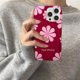 Daiiibabyyy  Crystal transparent white IND double-layer pink small flower phone case for iPhone 11 12 13 14 15 16 17 Pro Max