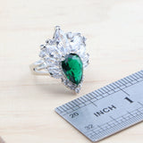 Daiiibabyyy 925 Sterling Silver Jewelry Sets For Women Green Zircon Bracelets Earrings Rings Pendant Wedding Necklace
