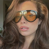 Daiiibabyyy  Retro Luxury Oversized Oval Sunglasses Women New Fashion Vintage Large Frame Sun Glasses Men Black Shadow Female