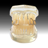 Daiiibabyyy  Hip-Hop Personality And Fashion Zircon Heart/Double Hollow/Denture Teeth Accessories Hip-Hop Rap Style Holiday Party Gifts