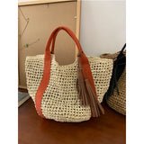 Daiiibabyyy Hollow Weaving Hand Bag Paper Rope Hand-Woven Bag Summer Handmade Fashion Casual Simple Elegant Portable Ladies Gifts
