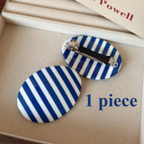 Daiiibabyyy  Blue Striped Hair Spring Clip Square Heart Acetate Hairpin Cute Black White Polka Dot Side Hair Clips Vintage Hair Accessories