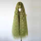 Daiiibabyyy  Green Curly Long Wig Lolita Cosplay Full Head Wig 1Meter Forest Mori Extra Long Wig Synthetic Party Costume Hairpiece