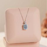 Daiiibabyyy New 925 Sterling Silver Necklace  Luxury Rhine Topaz Pendant Sapphire Necklace  Banquet Glamour Jewelry for Women Engagement