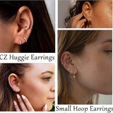 Daiiibabyyy 1Pair Gold Color Hoop Earrings For Women Fashion Cubic Zirconia Small Huggie Cartilage Earrings Helix Tragus Piercing Jewelry