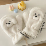 Daiiibabyyy  Cute Warm Puppy Fur Gloves Thicken Windproof Cartoon Dog Gloves Toy Poodle Mitten Skiing