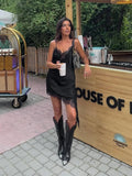 Daiiibabyyy  Women Knitted Hollow Out Mini Dresses Round Neck Sleeveless Off Shoulder Short Dress Lady Casual Summer Holiday Beach Robes