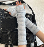 DAIIIBABYYY  -  Women Lace Lolita Half Finger SleevesThin Pleated Mesh Summer Sunsreen Cute Bones Cross Gloves Armband Punk Y2K Flexible