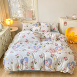 DAIIIBABYYY  -  A-class mother and baby cartoon washed cotton four piece set for bed, ins style bed sheets, duvet covers, dormitory duvet