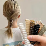 DAIIIBABYYY  -  Long Telephone Line Spiral Hair Bands Women Girls Fashion Elastic Rubber Band Ponytail Holder Hair Accessories Ornaments Rings